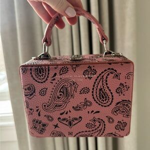 Brandon Blackwood MINI KENDRICK TRUNK.  Leather Pink Paisley Design